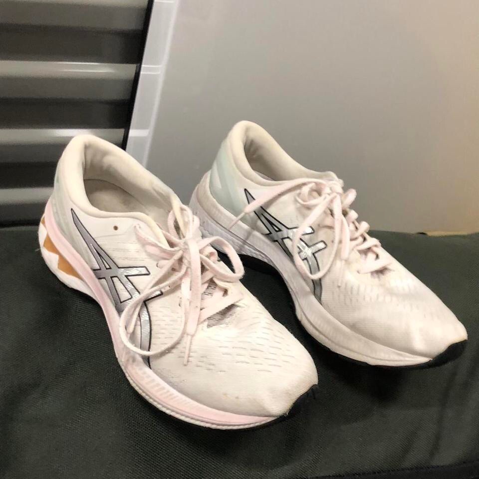 Asics White & Pink Running Shoes
